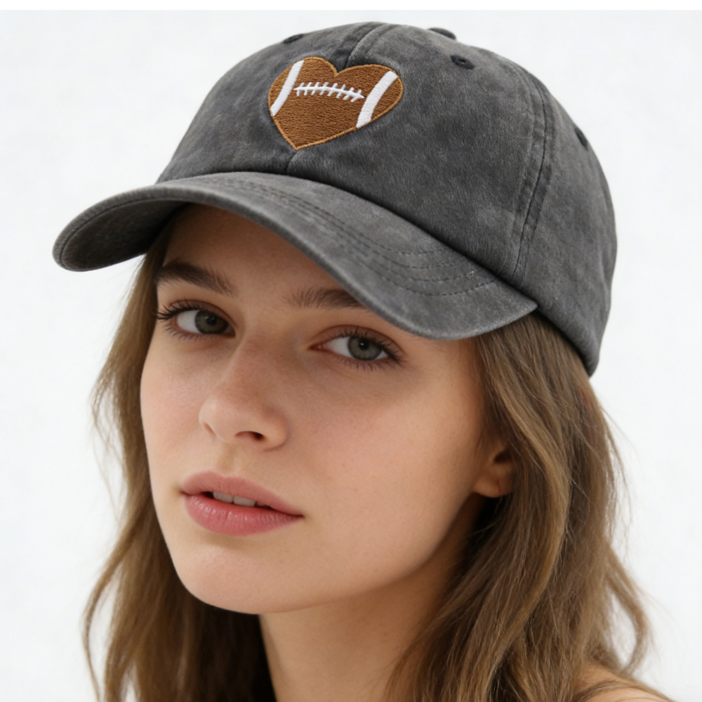 7983b8f0-6d81-42c2-a719-900eb09f3d46 baseball cap 2pcs Football Gifts For Women Men Football Heart Baseball Cap