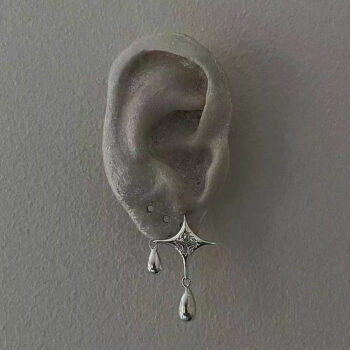 Sterling Silver Needle Star River Evening Stud Earrings Female Three-dimensional Star Smart Water Drop - View 1