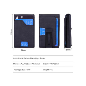 Men's Slim Wallet With Pop Up Card Holder, RFID Blocking, Minimalist Design With Large Card Capacity, Money Clip - View 2