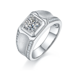 Men's 1-carat Luxury And Fashionable Light Luxury Jewelry Silver Ring Set With Top-quality Moissanite, S925 Silver-plated Pla