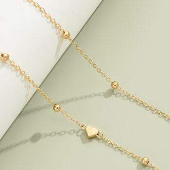 Creative And Fashionable Heart-shaped Bead Waist Chain, Golden Alloy Waist Chain For Women, Summer Accessory. - View 2