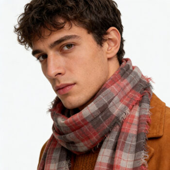 2pcs Lightweight Fashion Orange Red Yarn Dyed Scarf ,Luxe Look For Evening Wear,Scarf,vacation,daily Life,evening Party,Offic