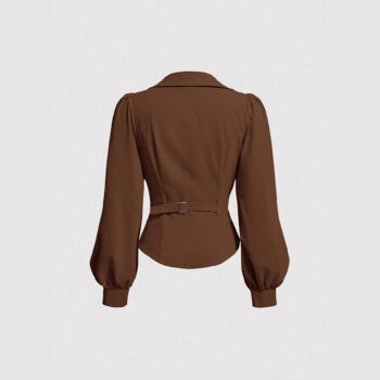 New Stylish Chic Niche-design Irregular Coffee-colored Shirt - View 2