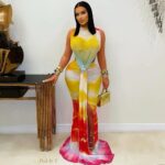 Elegant Gradient-Color Strap Design Bodycon Maxi Dress For Women - Main product image