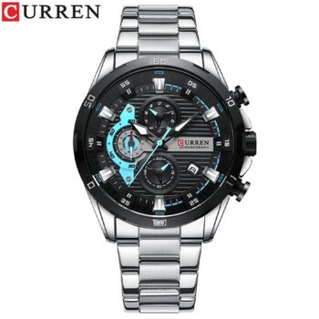 watch Mens Six-Hand Steel-Strap Motorcycle Watch
