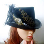 gatsby hat Retro Steampunk Ball Gatsby Hat With Winged Feathers