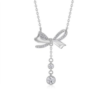 Set With Top-quality Moissanite, This Luxurious And Fashionable Light Luxury Trend Jewelry Necklace Pendant Is Made Of S925 Silver Electroplated With Platinum