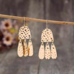 Fashionable Personalized Gold Alloy Earrings With A Handcrafted Textured Finish - View 1