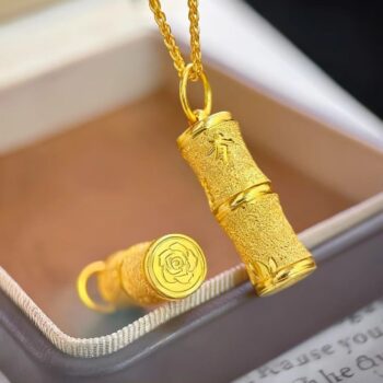 Womens Bamboo-Section Cylindrical Pendant Jewelry - View 1