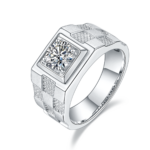 Men's 1-carat Luxury And Fashionable Light Luxury Jewelry Silver Ring Set With Top-quality Moissanite, S925 Silver-plated Pla
