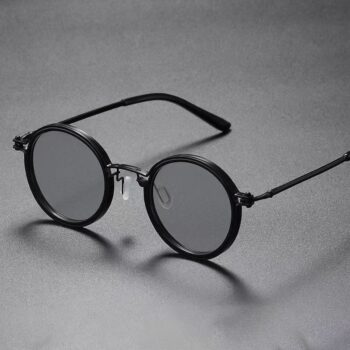 round frame punk Mens Round-Frame Punk-Style Metal Sunglasses