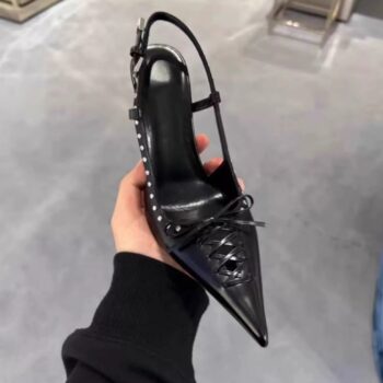 pointed-toe rivet-backed stiletto