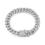 Full Diamond Miami Cuban Bracelet Butterfly Clasp Bangle - View 1