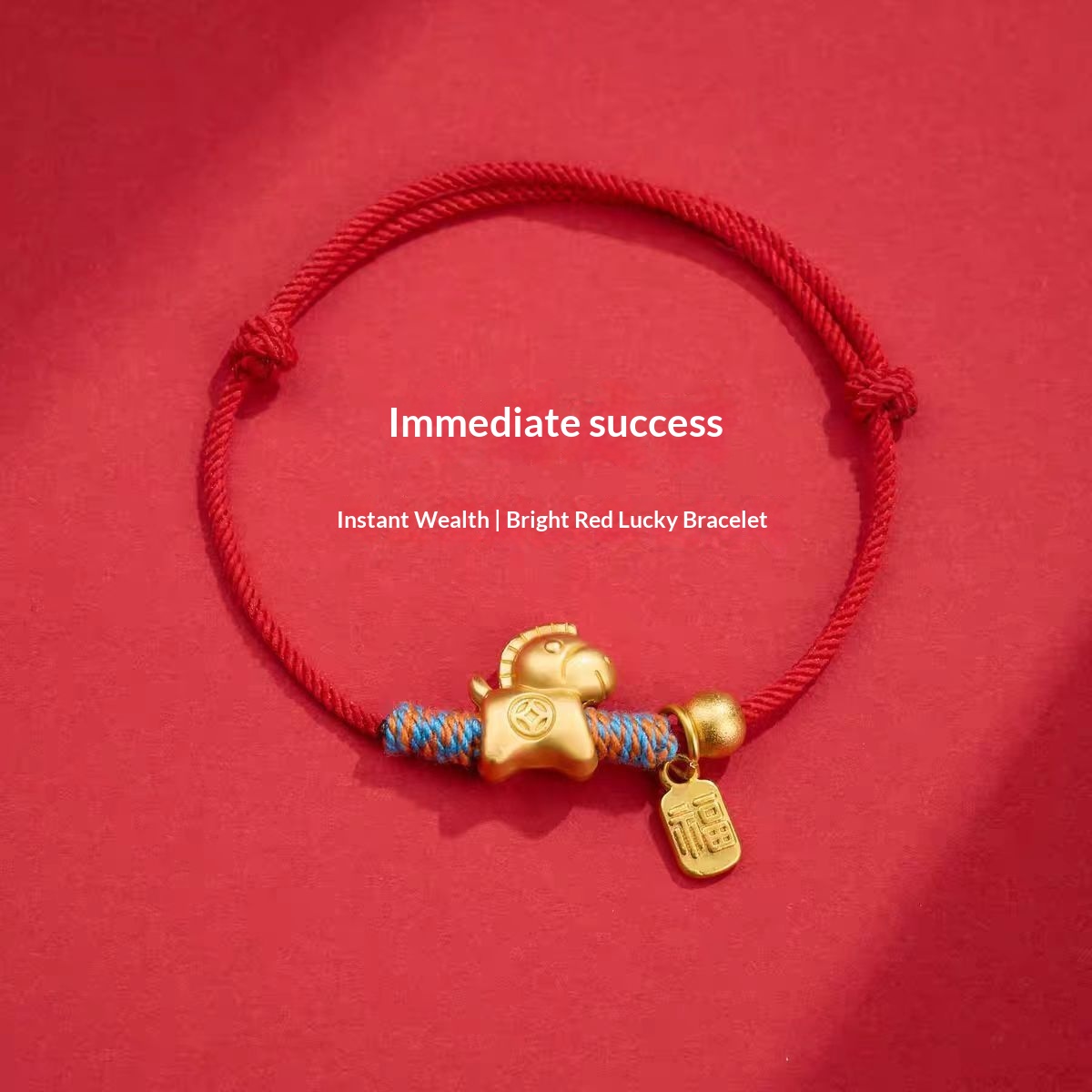84b6d434-3628-4095-8875-0d1d96b7f89b Year Of The Horse Handwoven Bracelet With Money Horse Blessing Charm For Women In Red Cord - View 2