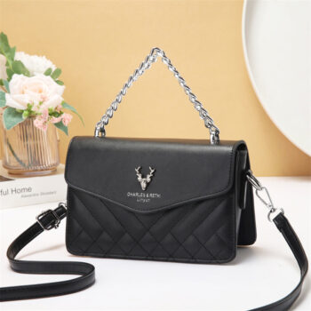 Soft Blush Quilted Mini Bag - Retro Style Casual Handbag Waterproof Minimalist Single Shoulder Wide Strap PU Polyester Lining