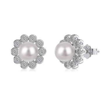 Japanese And Korean Cross-border 925 Sterling Silver Stud Earrings Women's Pearl High Sense - View 1