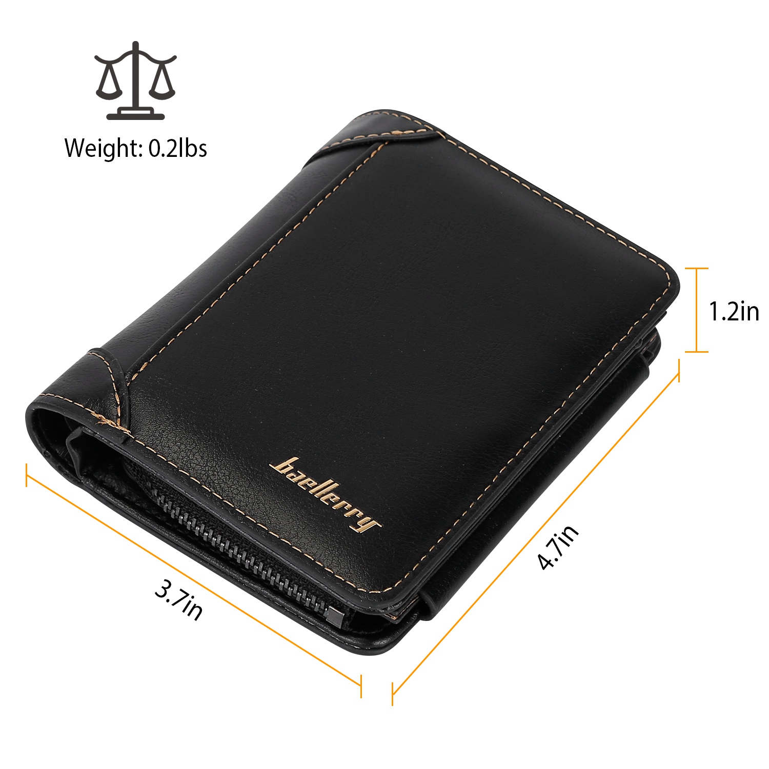 8790d5ea-ba58-4153-aaa6-67b98856851e 1Pc Men Leather Wallet ID Card Holder Purse Trifold Clutch Money Zipper With ID Window 14 Credit Card 1 ID Card - View 2