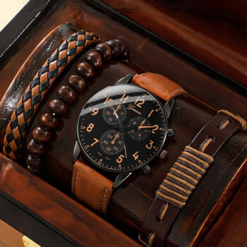 Belt Quartz Watch With Woven Bracelet - View 1