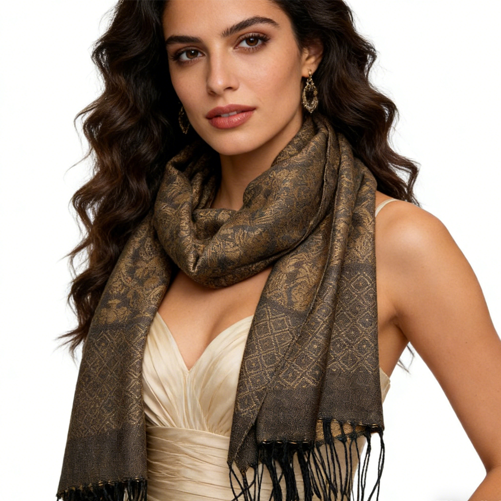 890432ab-a14c-49c7-a646-d9d6fe68d8bf 2pcs Tweed Look Sophisticated C Amel Business Casual Scarf ,Luxe Look For Evening Wear,Scarf,vacation,daily Life,evening Par