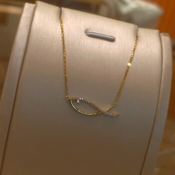 Golden Fish Companion Simple Fish-Shape Line Necklace For Women - View 2