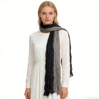 textured scarf ,khaki Textured Casual Scarf ,Khaki Black Crinkle Scarf ,vacation,daily Life,evening Party,Office Appropriate