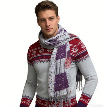 2pcs Feather Light Purple Lavender Floral Pattern Printed Long Scarf ,Versatile Everyday Scarf ,Pairs With All Casual Outfits