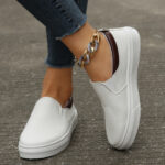 low top solid Womens Low-Top Solid-Colored Flat Shoes Cross-Border Slip-On Color-Block Loafers