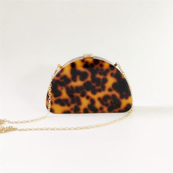 Leopard Print Semicircle Acrylic Clutch Women - View 1