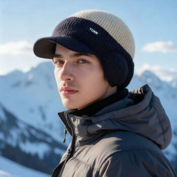 Mens Fleece-Lined Thickened Warm Knitted Hat - View 2