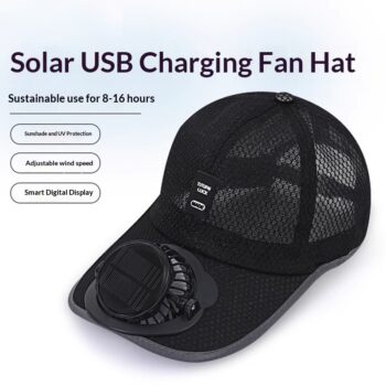 Breathable Mesh Cap With A Solar-powered Fan - View 1