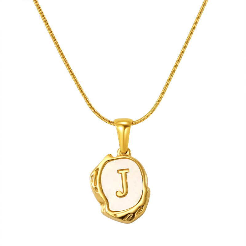 8ee96aba-96a0-4f34-b9d1-85c3ba7db174 Womens Lava Shell Letter Necklace Jewelry Piece - View 4