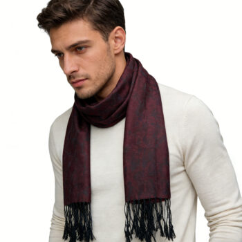 2pcs Floral Romantic Jacquard Florals On Vivid Magenta Long Scarf ,Luxe Look For Evening Wear,Scarf,vacation,daily Life,eveni