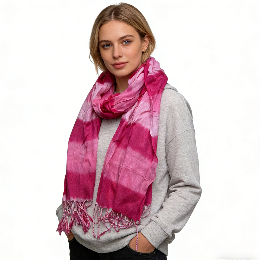 8f66db77-1c95-47c9-9fe1-6bf5b6c83412 Hot Pink Printed Viscose Scarf - Vibrant Daily Scarf 67inchx24inch - View 3