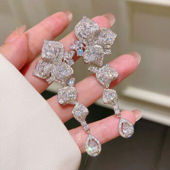 Elegant Slender Zircon Flower Earrings That Exude A Refined Sense Of Style - View 1