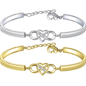Infinity Heart Bracelet Bangle Crystal Love Forever Symbol Charm Bracelets - View 2