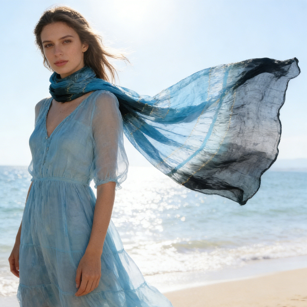 93f1a8b7-37b0-4b1e-b334-f091ae325e5c shimmer skinny scarf Turquoise Metallic Scarf - Shimmer Skinny Scarf 66inchx9.4inch