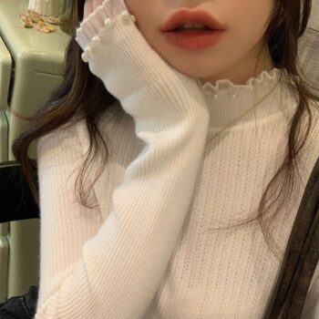 sensual semi-high-neck knit
