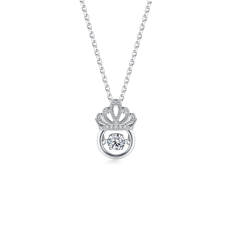 9805e6ed-0494-4281-bd98-6041ecc883b0 S925 Sterling Silver Crown Delicate Necklace For Women - View 2