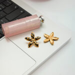 stainless steel earrings Leopard-Print Floral Statement Earrings In Dripping Oil Style Made Of Stainless Steel