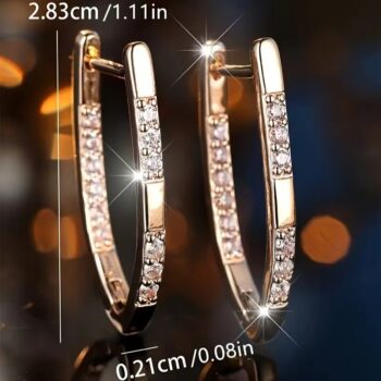 zircon earrings Stylish Micro-Pave Zircon V-Shaped Earrings With A Luxe Finish