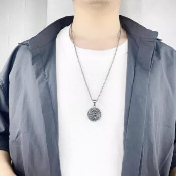 Saint Michael Archangel Lucky Coin Pendant Necklace - View 1