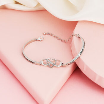 Women's Simple Diamond Peach Heart Bracelet Bangle - View 1