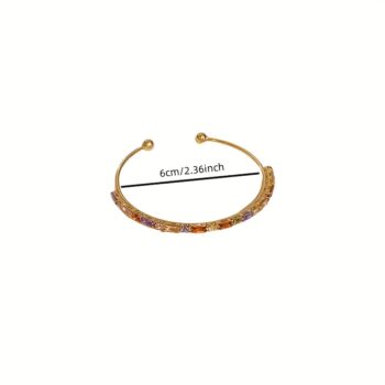 Women's Elegant Open Bangle, Light Luxury Versatile Colorful Bracelet, Ideal Gift For Ladies - View 2