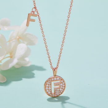 One Of The 26 Letters, F, Set With Top-quality Moissanite, Luxurious