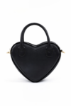 Black Heart Shaped Faux Leather Zipper Bag Single Compartment Hand Arm And Shoulder Bag - View 1