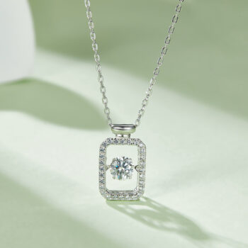 Set With Top-quality Moissanite, This Luxurious And Fashionable Light Luxury Trend Jewelry Necklace Pendant Is Made Of S925 Silver Electroplated With Platinum