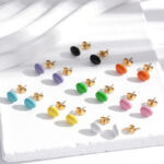 stainless steel earrings All-match Fashion Mini Color Beanie Stainless Steel Small Dopamine Refined Grace Stud Earrings
