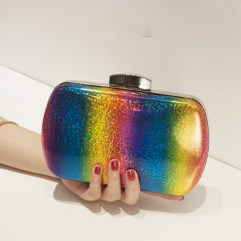 Summer Versatile Rainbow Color Dinner Bag Laser Pu Clutch Gradient Color Women's Bag - View 1