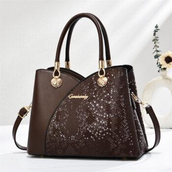 Handheld Pattern Shoulder Bag - Large Capacity Zip Closure Stone Pattern Lining Material Polyester Mainly Femm Sac - View 2
