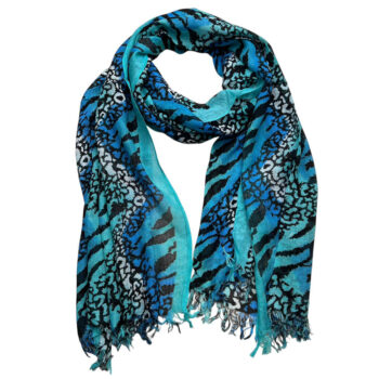 Turquoise Printed Viscose Scarf - Long Boho Scarf 72inchx22inch - View 2